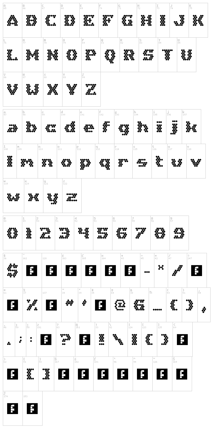 Hex Girlfriend font map